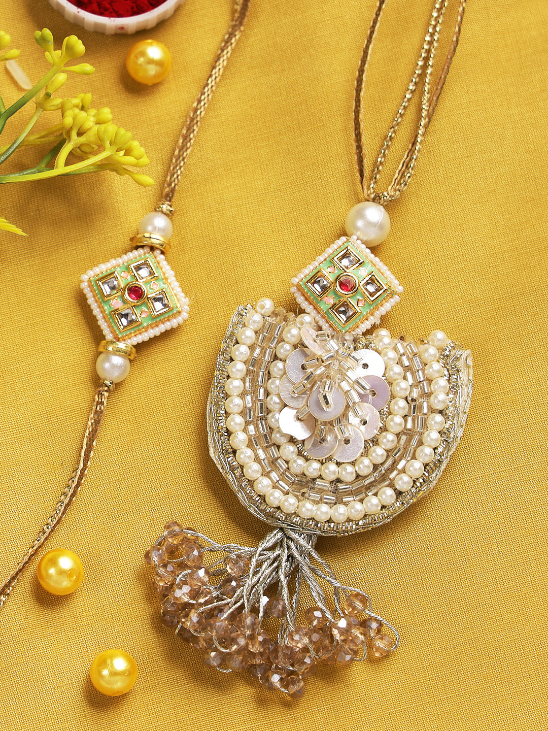 Designer Beads and Sequin Embellished Bhaiya Bhabhi Rakhi Set - Only Rakhi (RP22405)