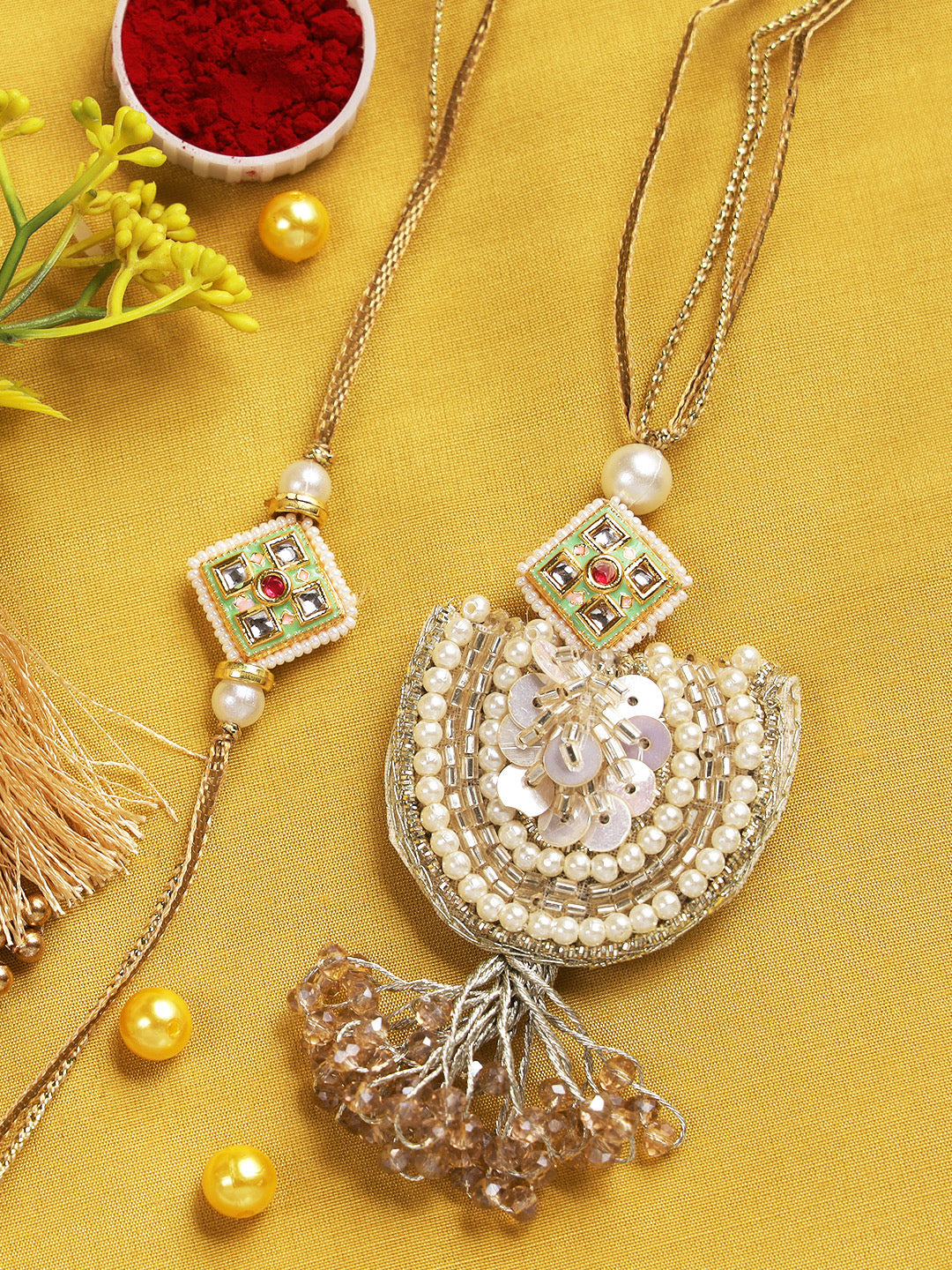 Designer Beads and Sequin Embellished Bhaiya Bhabhi Rakhi Set - Only Rakhi (RP22405)