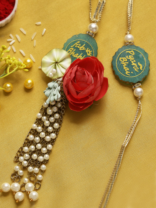 Pearly and Rosey Bhaiya Bhabhi Rakhi Set - Only Rakhi (RP22408)