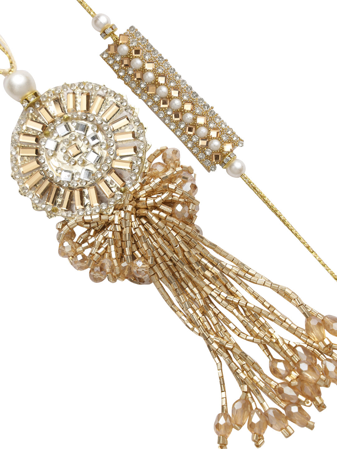 Ornamental Golden Sequin Work Bhabhi Bhabhi Rakhi Set - Only Rakhi (RP22411)