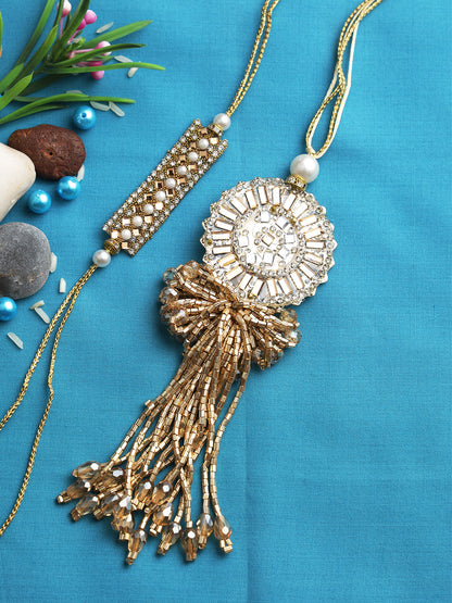 Ornamental Golden Sequin Work Bhabhi Bhabhi Rakhi Set - Only Rakhi (RP22411)