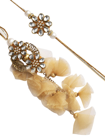 Kundan Meena Flowery Bhaiya Bhabhi Rakhi Set - Only Rakhi (RP22413)