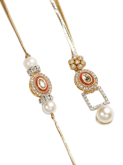 Diamond Beaded Bhaiya Bhabhi Rakhi Combo - Only Rakhi (RP22418)