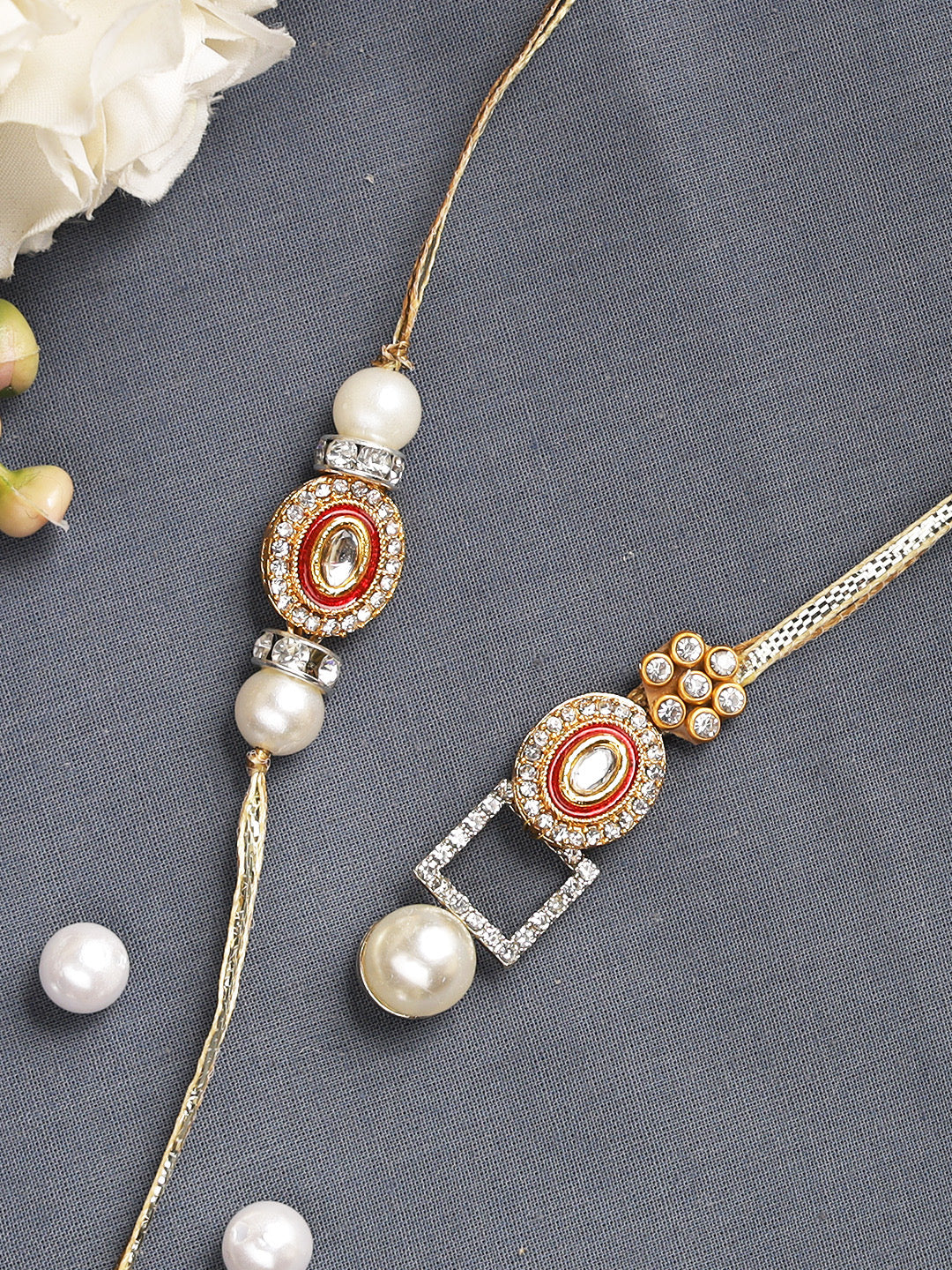 Diamond Beaded Bhaiya Bhabhi Rakhi Combo - Only Rakhi (RP22418)