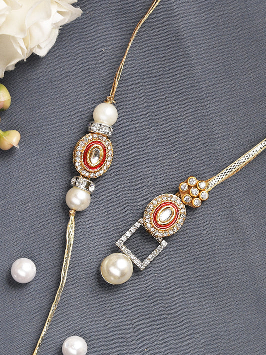 Diamond Beaded Bhaiya Bhabhi Rakhi Combo - Only Rakhi (RP22418)