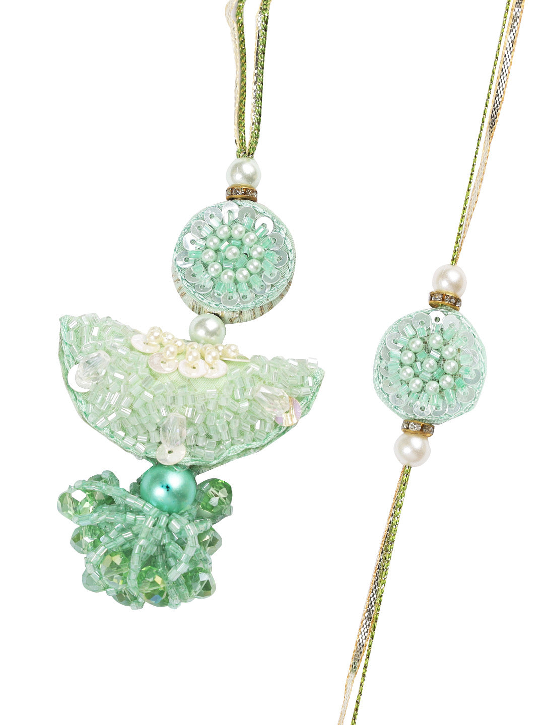 Shaded Green Sequin Work Bhaiya Bhabhi Rakhi Combo - Only Rakhi (RP22419)