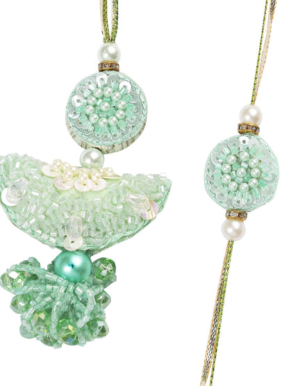 Shaded Green Sequin Work Bhaiya Bhabhi Rakhi Combo - Only Rakhi (RP22419)