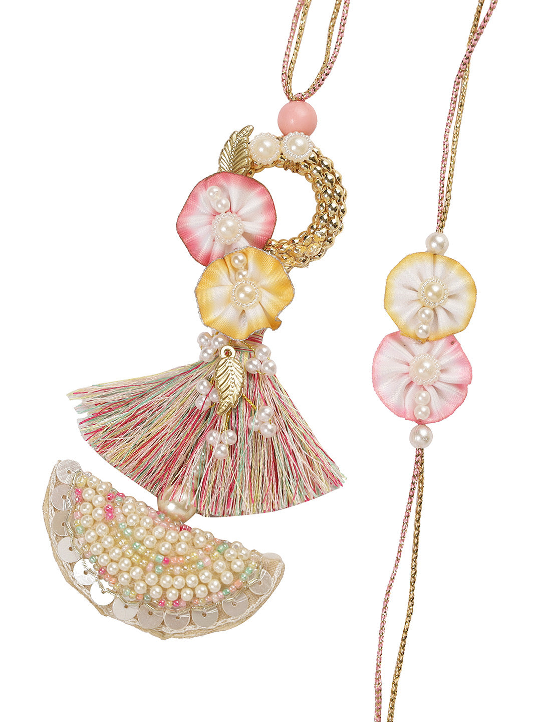 Shaded Flowers in Pink and Yellow Bhaiya Bhabhi Rakhi Set - Only Rakhi (RP22427)