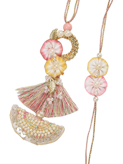 Shaded Flowers in Pink and Yellow Bhaiya Bhabhi Rakhi Set - Only Rakhi (RP22427)