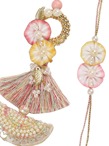 Shaded Flowers in Pink and Yellow Bhaiya Bhabhi Rakhi Set - Only Rakhi (RP22427)