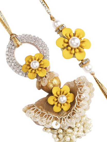 Sunshine Flower Beaded Rakhi Combo - Only Rakhi (RP22428)