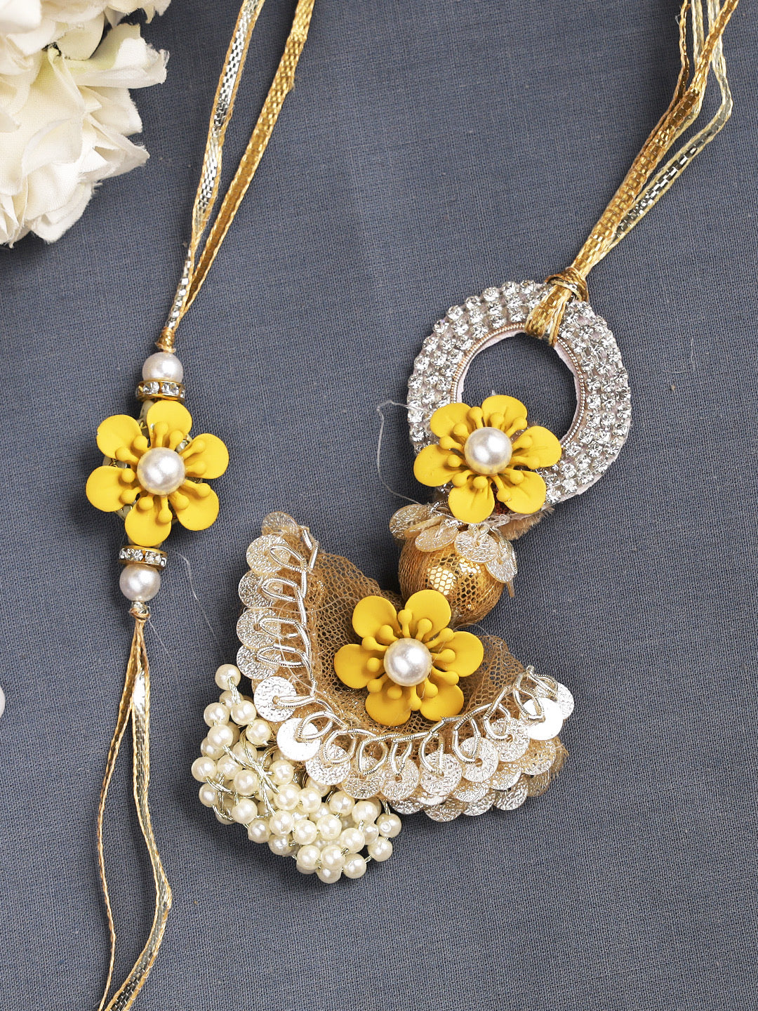 Sunshine Flower Beaded Rakhi Combo - Only Rakhi (RP22428)