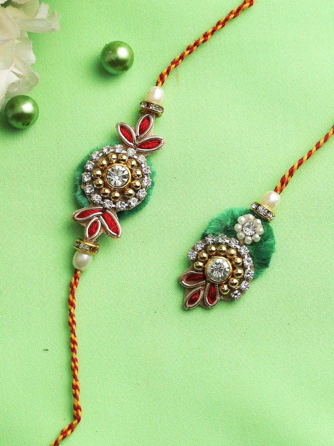 Traditional Green Bhaiya Bhabhi Rakhi Set - Default Title (RP22429)