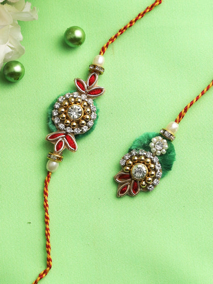 Traditional Green Bhaiya Bhabhi Rakhi Set - Default Title (RP22429)