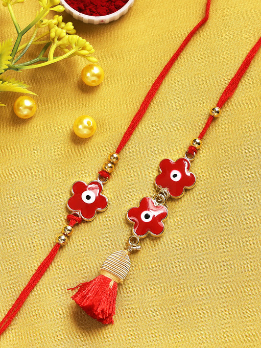 Red Evil Eye Flower Bhaiya Bhabhi Rakhi Set - Only Rakhi (RP22431)