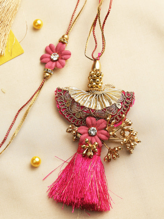 Handcrafted Pretty Pink Bhaiya Bhabhi Rakhi Set - Only Rakhi (RP22438)