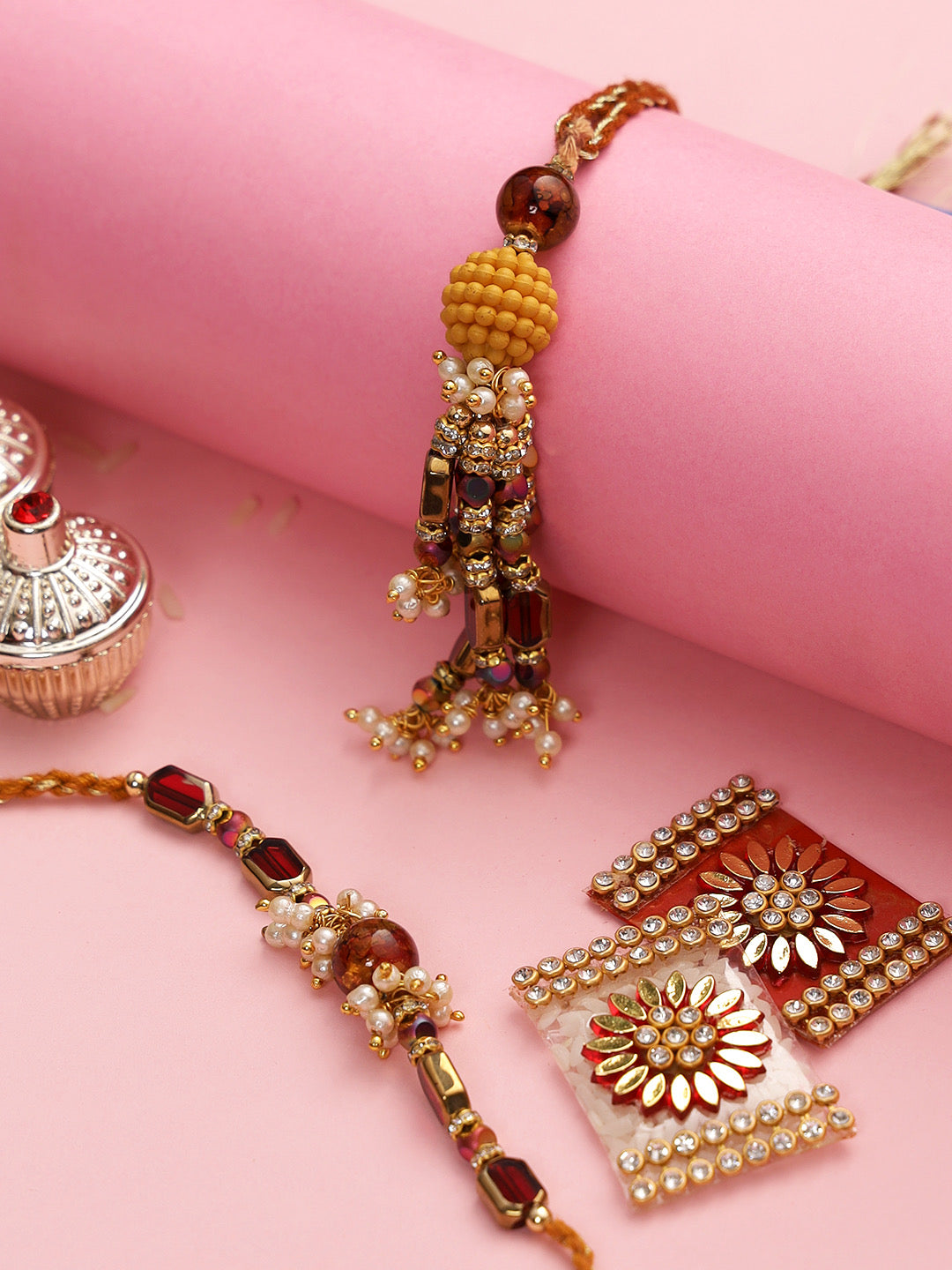 Embellished Danglers Bhaiya Bhabhi Handcrafted Rakhi Set - Only Rakhi (RP22452)