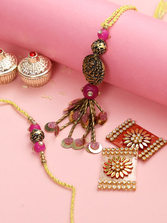 Handcrafted Antique Finish Divine Bhaiya Bhabhi Rakhi Set - Only Rakhi (RP22455)