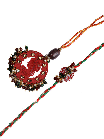 Bhaiya Bhabhi Rakhi Set with Creative Laser Work and Embellished Beads - Only Rakhi (RP22457)