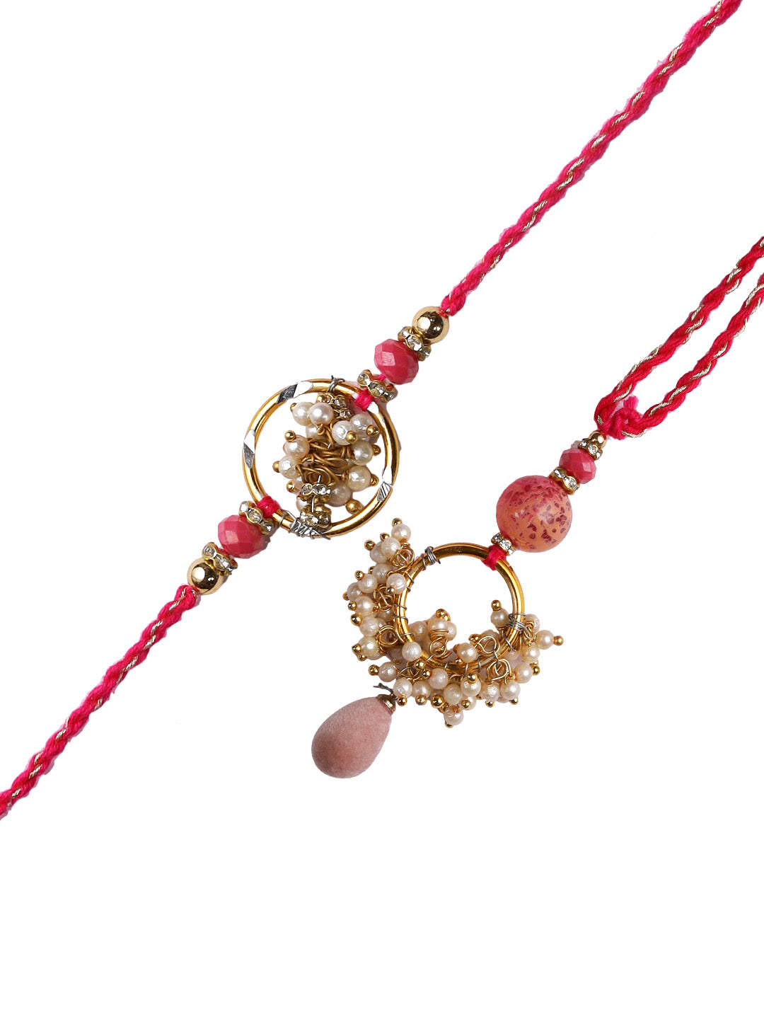 Embellished Beads-Work Bhaiya Bhabhi Modern cum Traditional Rakhi Set - Only Rakhi (RP22460)