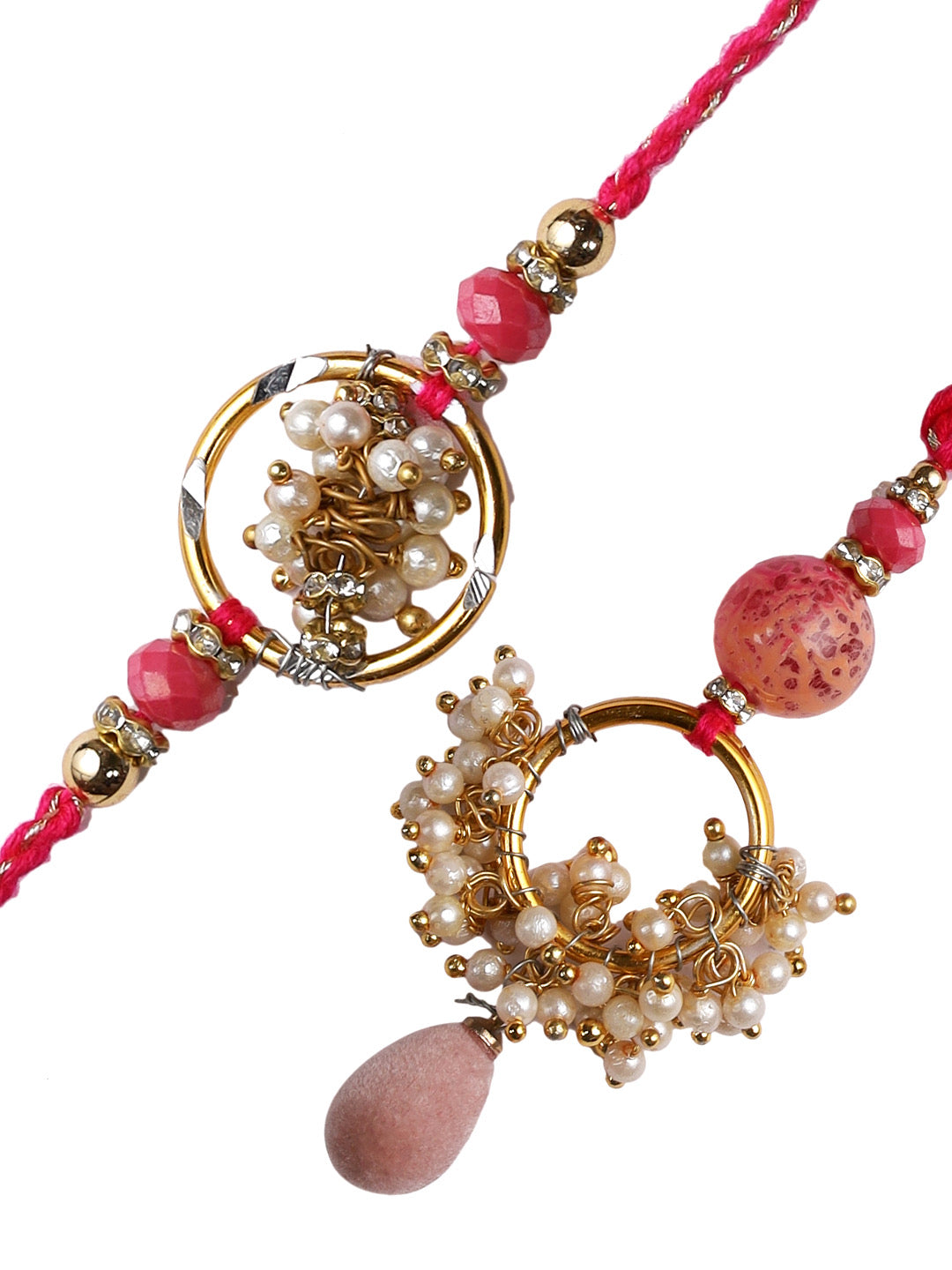 Embellished Beads-Work Bhaiya Bhabhi Modern cum Traditional Rakhi Set - Only Rakhi (RP22460)