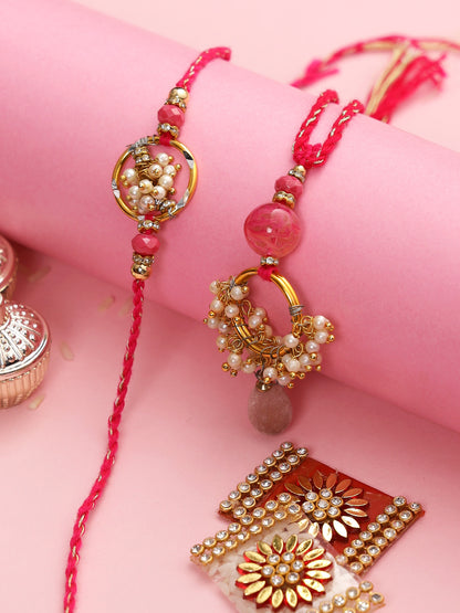 Embellished Beads-Work Bhaiya Bhabhi Modern cum Traditional Rakhi Set - Only Rakhi (RP22460)