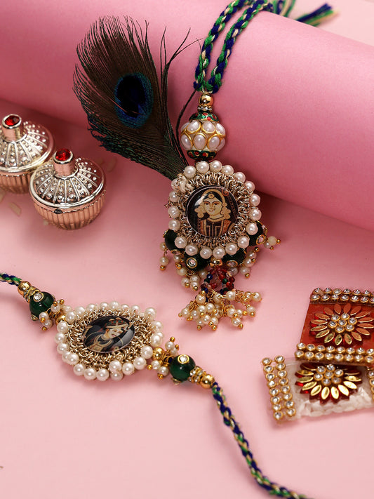 Beaded Rajwada Style Bhaiya Bhabhi Rakhi set - Only Rakhi (RP22467)