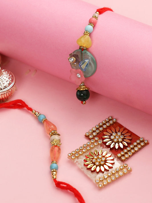 Sobre and Simple Bhaiya Bhabhi Rakhi set with Multicolour Beads - Only Rakhi (RP22493)