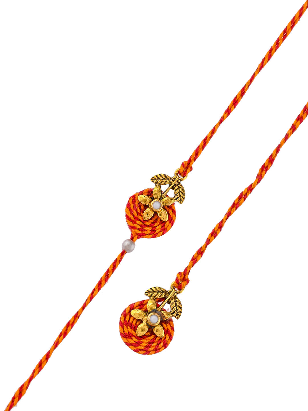 Traditional Golden Flower Bhaiya Bhabhi Rakhi Set - Only Pair (RP2301)