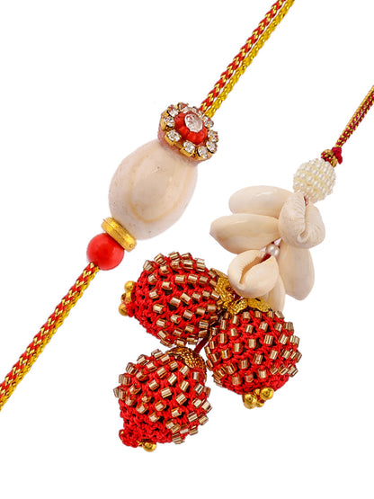 Kodi and Pearl Crafted Dazzling Bhaiya Bhabhi Rakhi Set - Only Pair (RP2306)