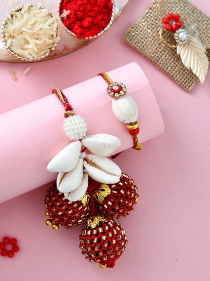 Kodi and Pearl Crafted Dazzling Bhaiya Bhabhi Rakhi Set - Only Pair (RP2306)