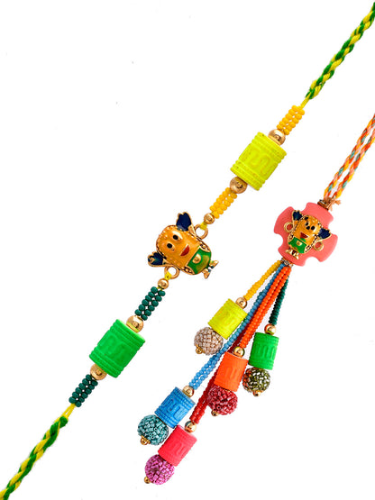 Multi-Coloured Embellished Quirky Minion Bhaiya Bhabhi Rakhi Set. - Only Rakhi (RP23113)