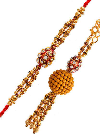 Rudraksha & Beads Stylish Bhaiya Bhabhi Rakhi Set. - Only Rakhi (RP23114)