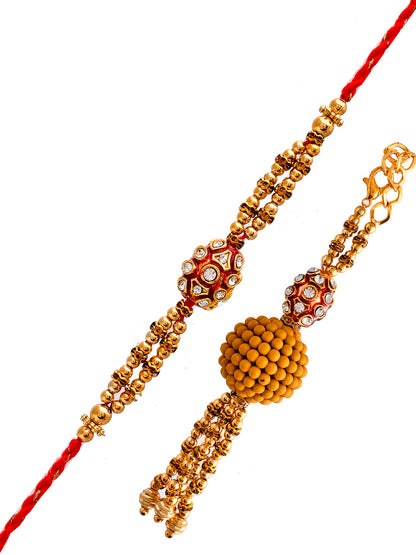 Rudraksha & Beads Stylish Bhaiya Bhabhi Rakhi Set. - Only Rakhi (RP23114)