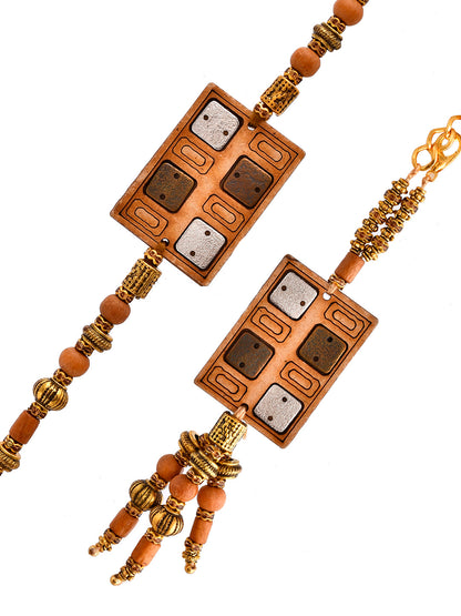 Wooden Styled with Beads Exclusive Bhaiya Bhabhi Rakhi Set. - Only Rakhi (RP23122)