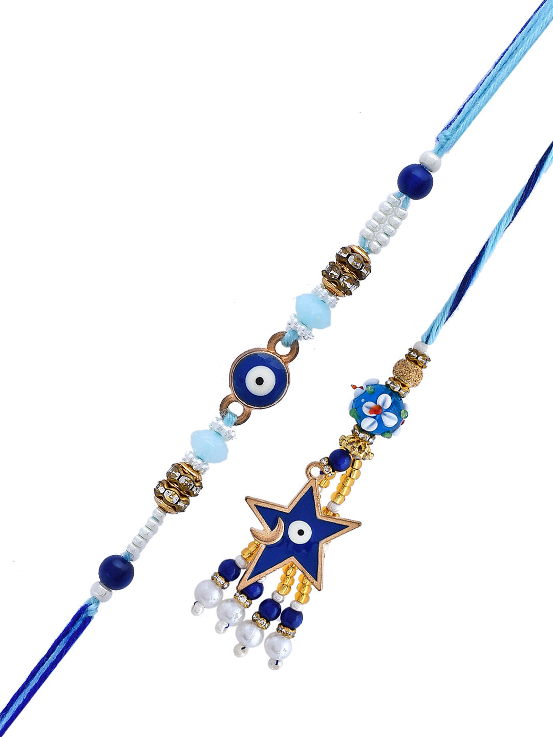 Hues Of Blue Multi Embellished Evil Eye Bhaiya Bhabhi Rakhi - Only Rakhi (RP23138)