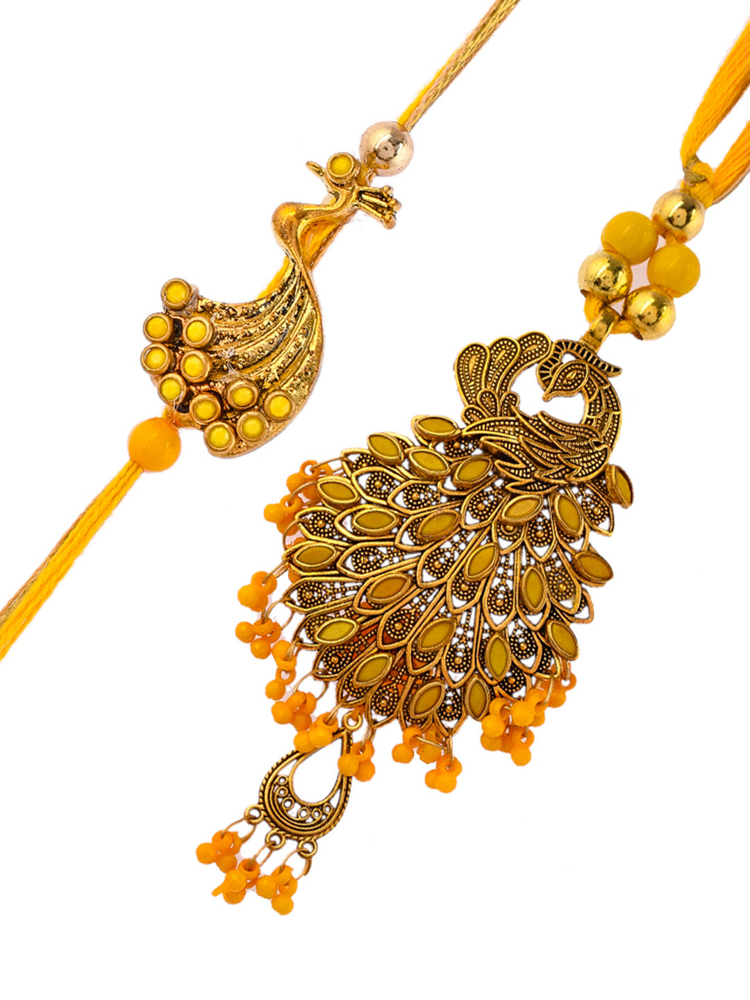 Peacock Embellished Bhaiya Bhabhi Rakhi Set - Only Pair (RP2317)
