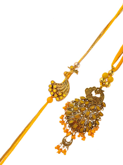 Peacock Embellished Bhaiya Bhabhi Rakhi Set - Only Pair (RP2317)