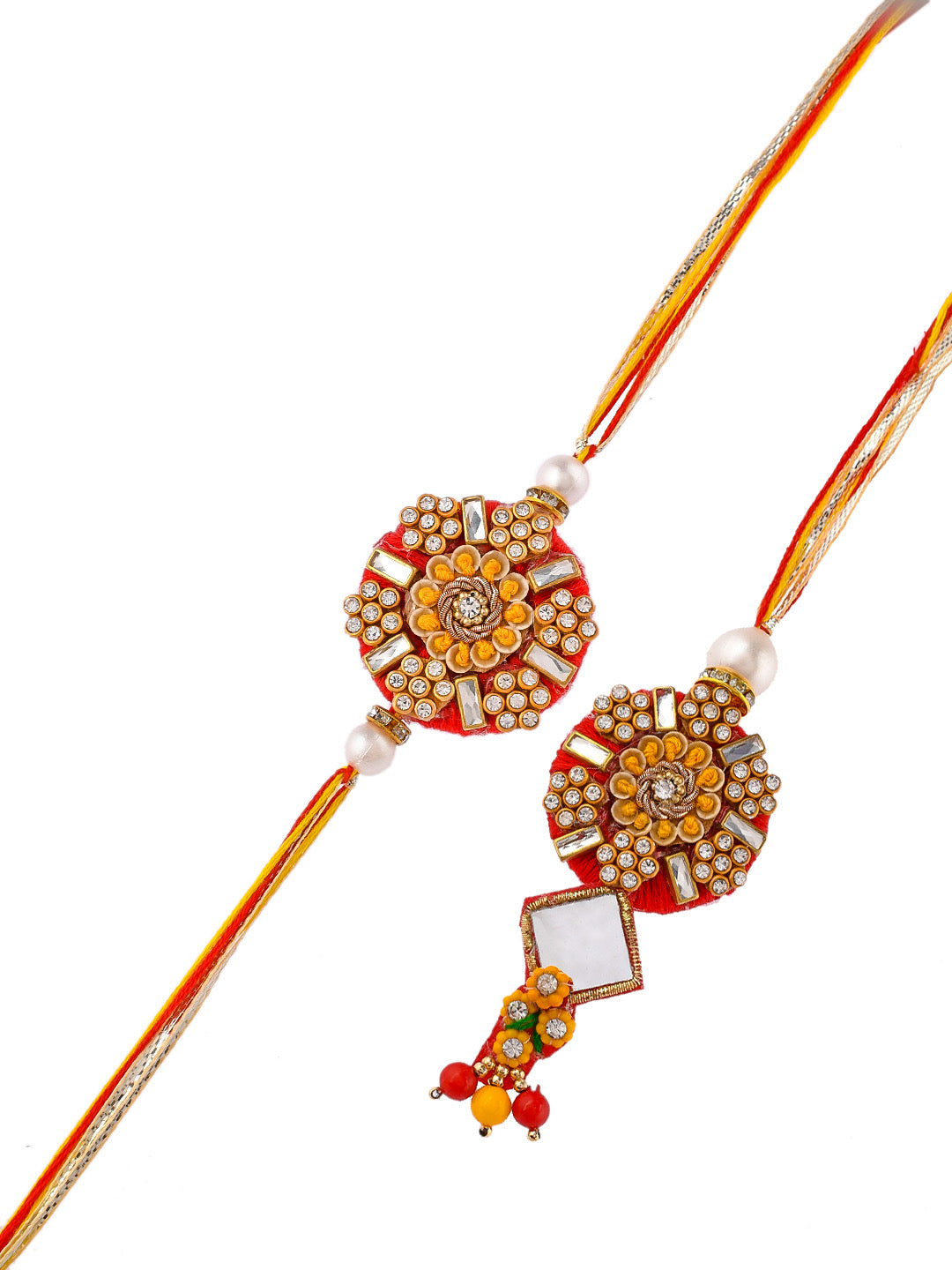 Red & Golden Bhaiya Bhabhi Rakhi Set - Only Pair (RP2318)