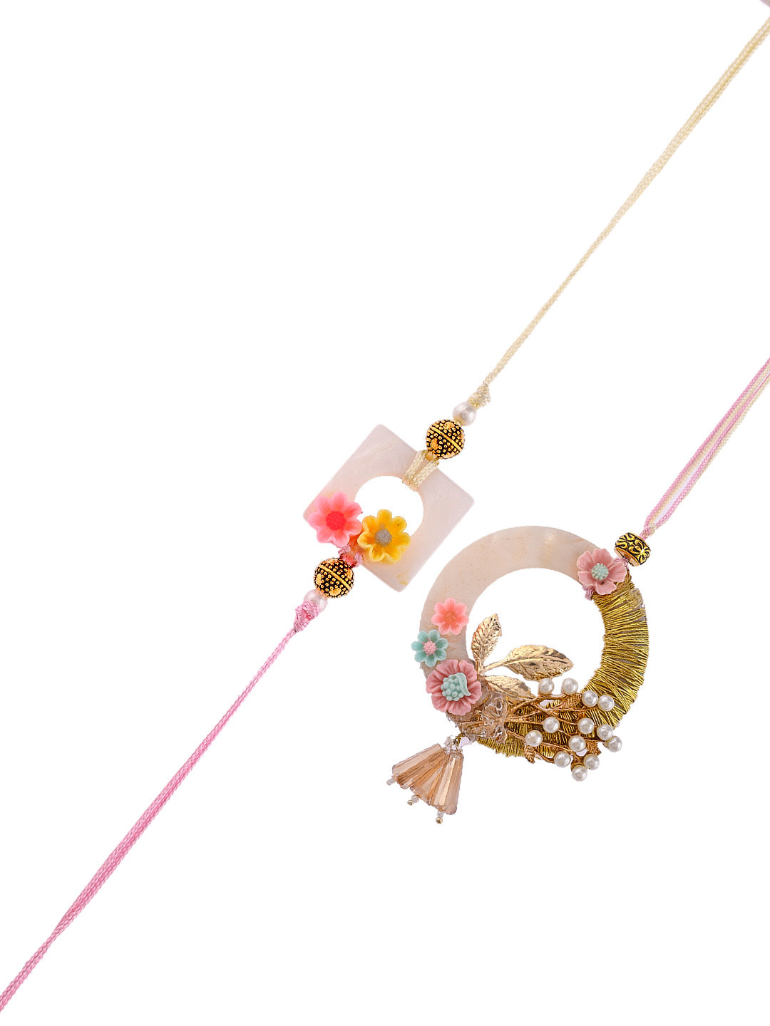 Resin and Pearl Embellished Elite Bhaiya Bhabhi Rakhi Set - Only Pair (RP2325)