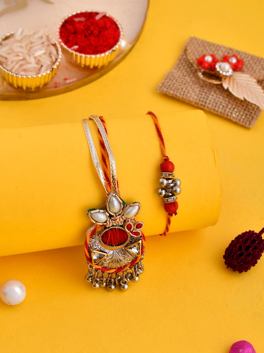 Traditional Ghungroo with Zardosi Design Bhaiya Bhabhi Rakhi Set - Only Pair (RP2329)