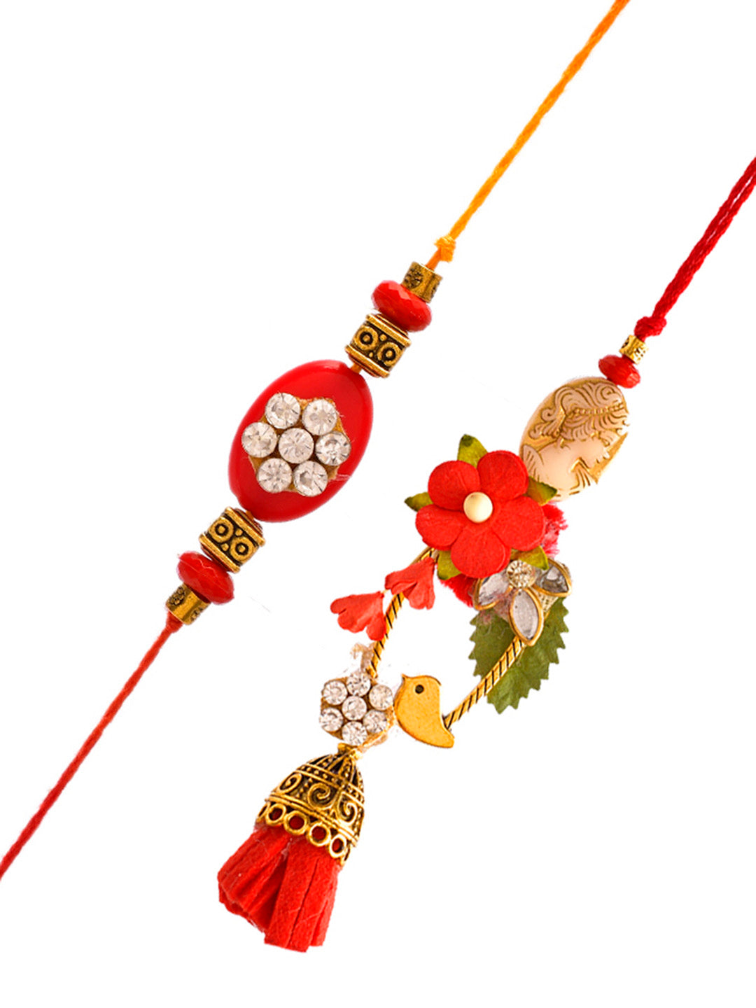 Scarlet Red Quirky & Handcrafted Bhaiya Bhabhi Rakhi Set. - Only Rakhi (RP2368)