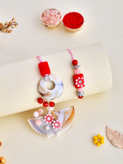 Pearl & Beads Crafted Elegant Resin Bhaiya Bhabhi Rakhi Set. - Only Rakhi (RP2389)