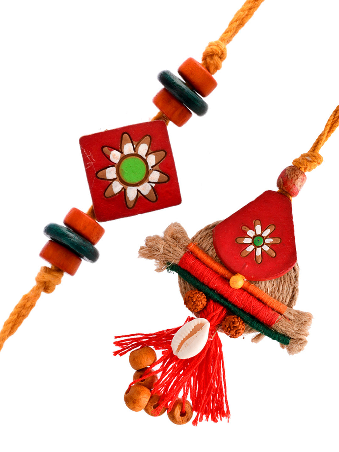 Red Crafted Elegant Bhaiya Bhabhi Rakhi Set - Only Rakhi (RP2390)