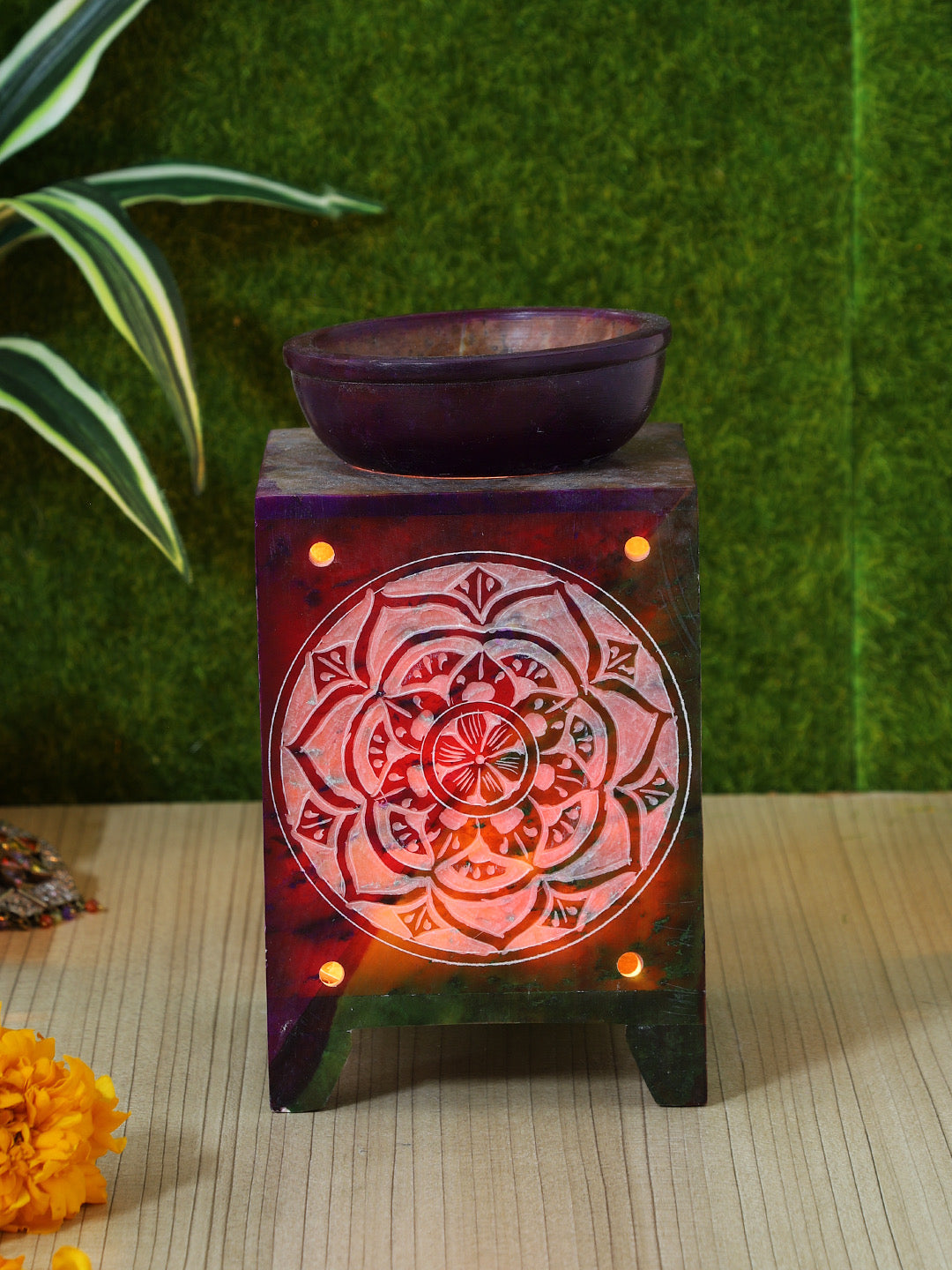 Red & Blue Tealight Holder with Oil Diffuser - Default Title (SA2203)