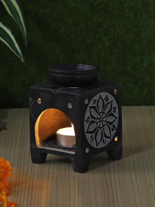 Black & White Tealight Holder with Oil Diffuser - Default Title (SA2205)