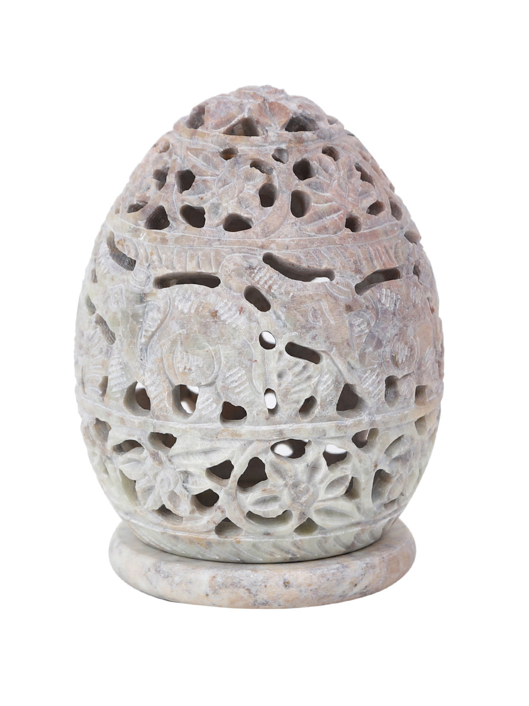 Elephant & Flower Design Stone Tealight/Candle Holder - Default Title (SA2209D)