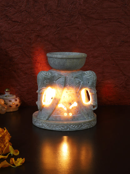 Soapstone Tealight Holder with Oil Diffuser - Default Title (SA2230)