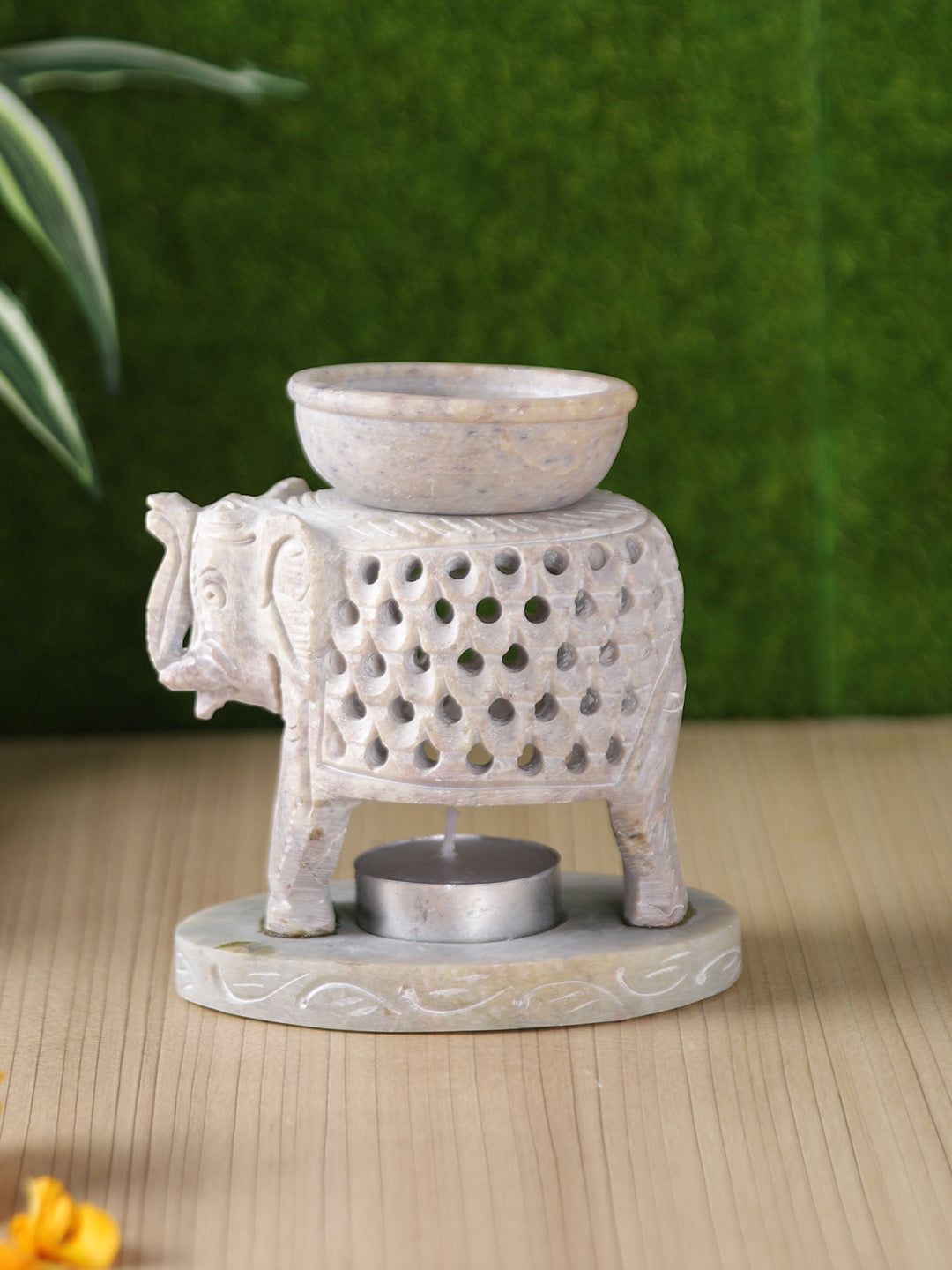 Soapstone Tealight Holder with Oil Diffuser - Default Title (SA2232A)