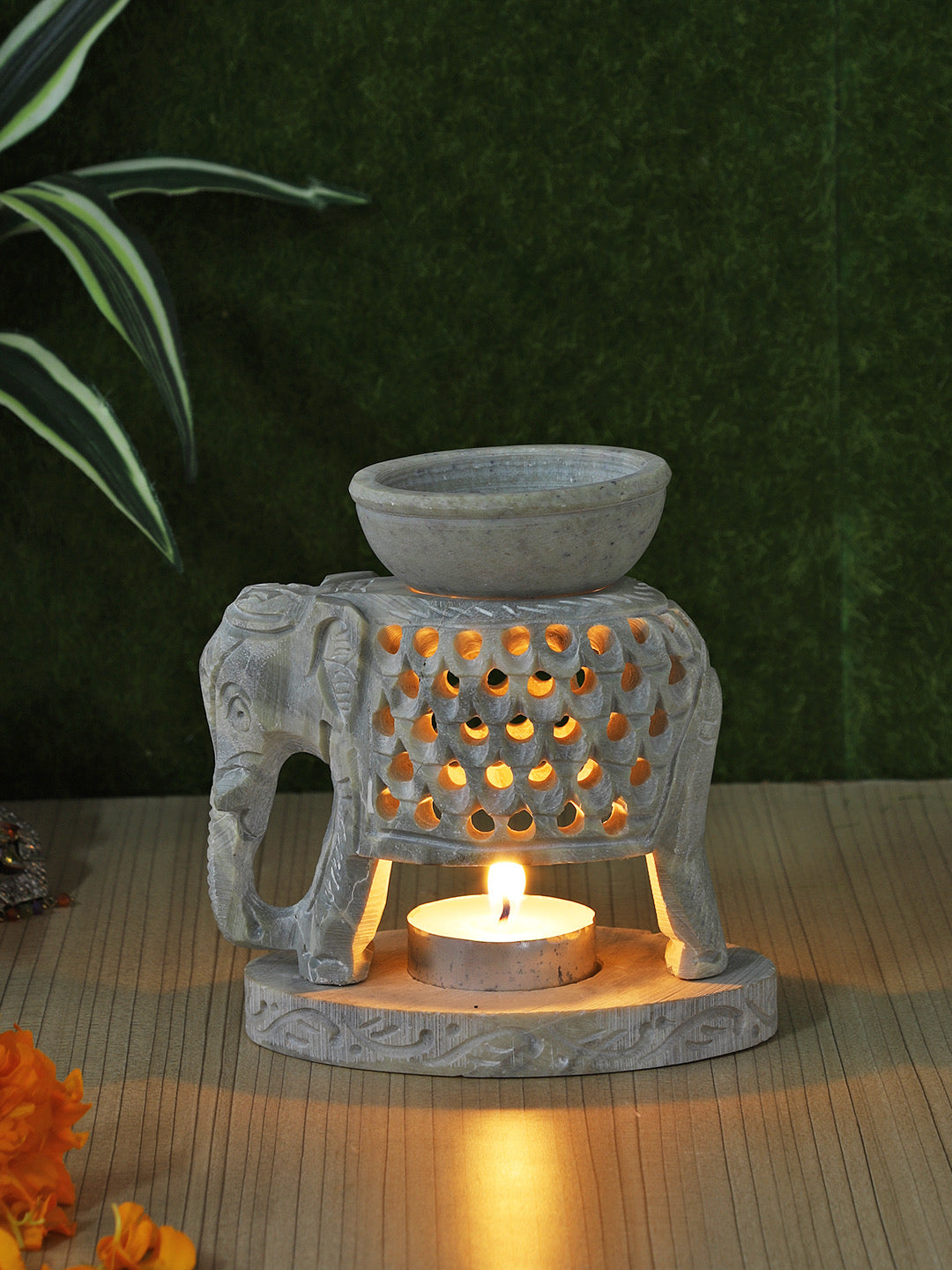 Soapstone Tealight Holder with Oil Diffuser - Default Title (SA2232B)